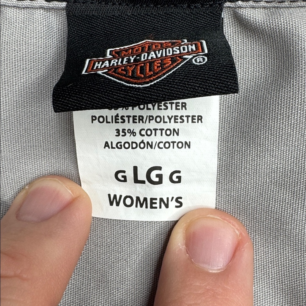 Womens Harley Davidson Screamin Eagle Performance Button Down Shirt Large L gray - Picture 6 of 8